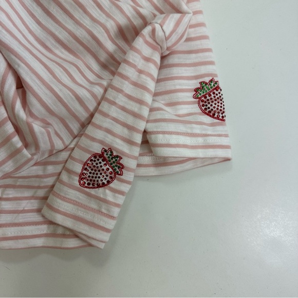 NWT Jane Delancey Rhinestone T-Shirt Women’s XL Pink White Striped Strawberry - Picture 8 of 8